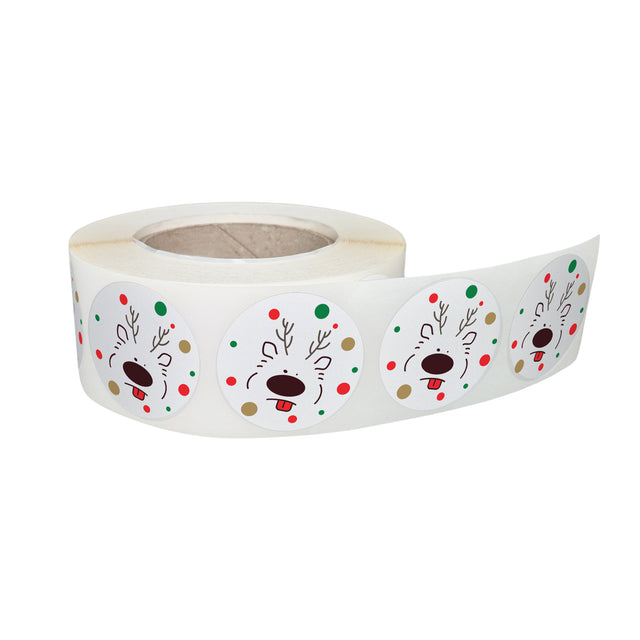 Rola stickere decorative Craciun Jolly Reindeer – etichete rotunde pentru pachete și cadouri