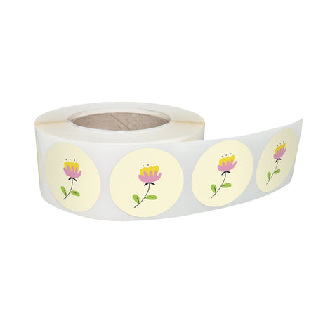 Rola stickere decorative model Floral Garden Joy 8a – etichete rotunde pentru pachete și cadouri