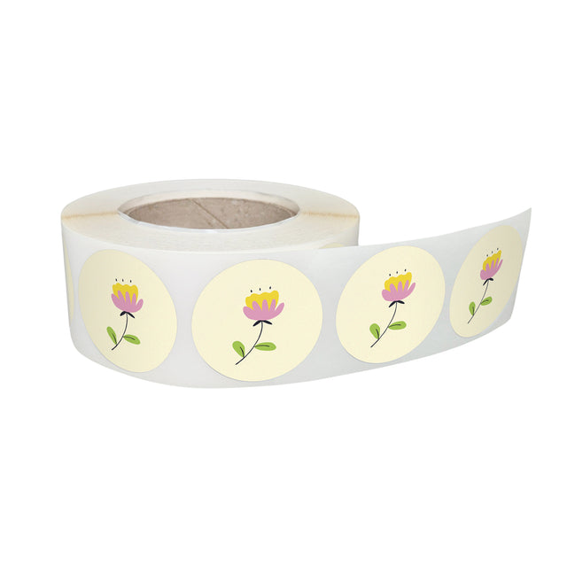 Rola stickere decorative model Floral Garden Joy 8a – etichete rotunde pentru pachete și cadouri