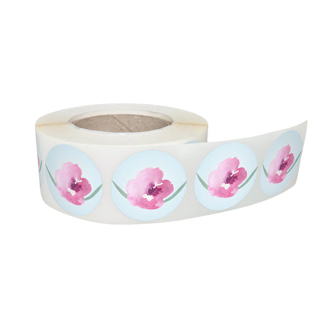 Rola stickere decorative model Floral Pastel Dream 12a – etichete rotunde pentru pachete și cadouri