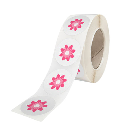 Rola stickere model Floral Purple Bloom 2A – stickere rotunde pentru ambalaje de sarbatori