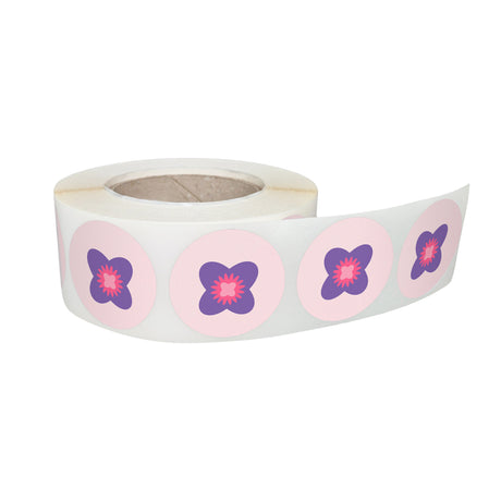Rola stickere decorative Floral Purple Bloom 2c – etichete rotunde pentru pachete și cadouri