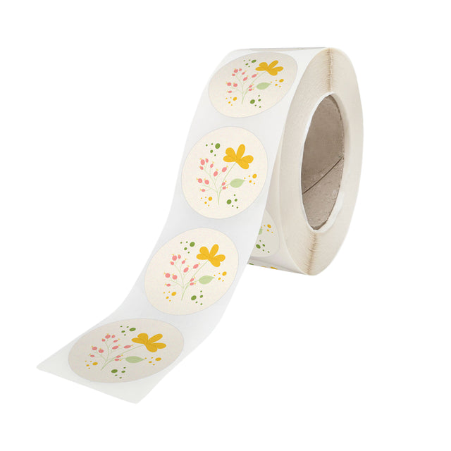 Rola stickere model Spring Petals 5a – stickere rotunde pentru ambalaje de sarbatori