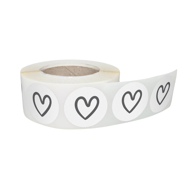 Rola stickere decorative model Love Flying Hearts 7b – etichete rotunde pentru pachete și cadouri