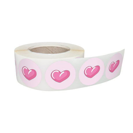 Rola stickere decorative model Love Pink Heart Trails 1a – etichete rotunde pentru pachete și cadouri