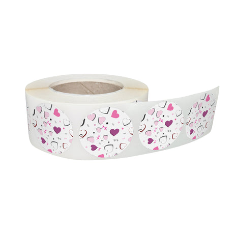 Rola stickere decorative model Love Pop Hearts 5a – etichete rotunde pentru pachete și cadouri