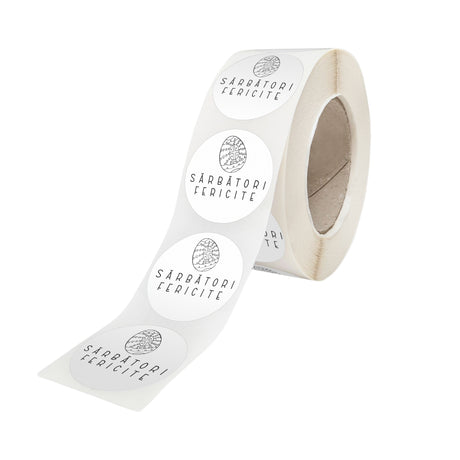 Rola stickere model Paște Festive Egg Mosaic 9C – stickere rotunde pentru ambalaje de sarbatori