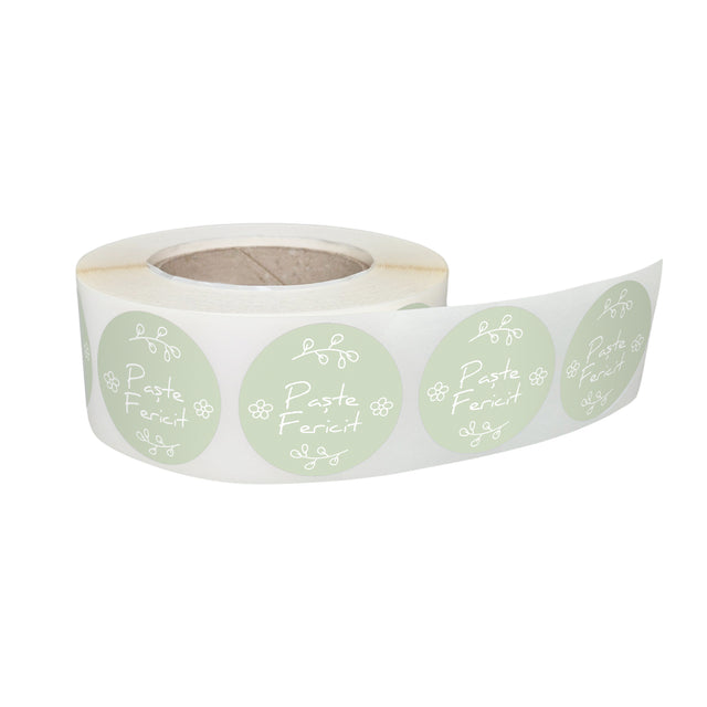 Rola stickere decorative Paște Mini Bunny Bloom 3A – etichete rotunde pentru pachete și cadouri