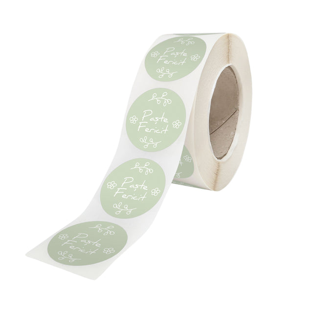 Rola stickere model Paște Mini Bunny Bloom 3A – stickere rotunde pentru ambalaje de sarbatori