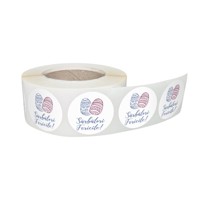 Rola stickere decorative Paște Pastel Egg Garden 1A – etichete rotunde pentru pachete și cadouri