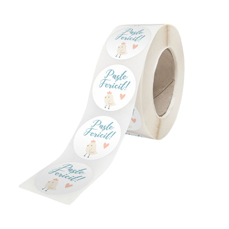 Rola stickere model Paște Soft Spring Eggs 2C – stickere rotunde pentru ambalaje de sarbatori