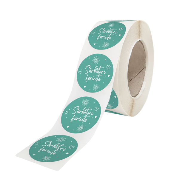 Rola stickere model Paște Spring Meadow Mix 6B – stickere rotunde pentru ambalaje de sarbatori