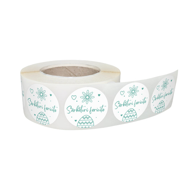Rola stickere decorative Paște SSpring Meadow Mixt 6C – etichete rotunde pentru pachete și cadouri