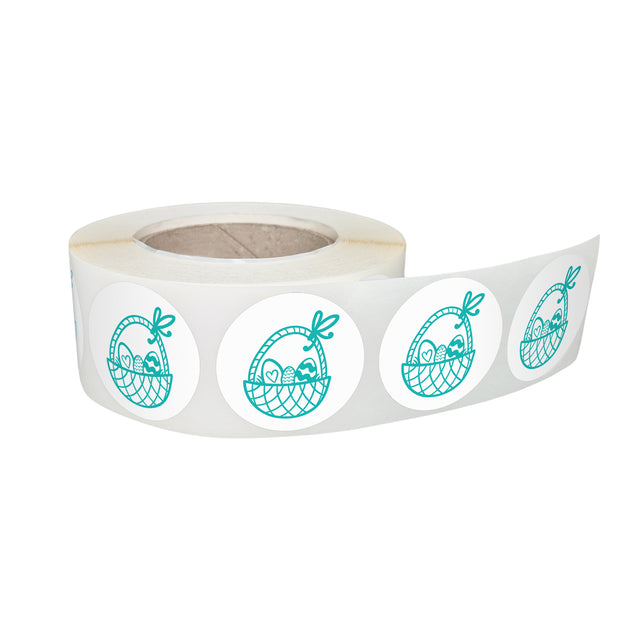 Rola stickere decorative Paște Turquoise Spring Field 10A – etichete rotunde pentru pachete și cadouri