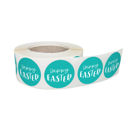 Rola stickere decorative Paște Turquoise Spring Field 10B – etichete rotunde pentru pachete și cadouri