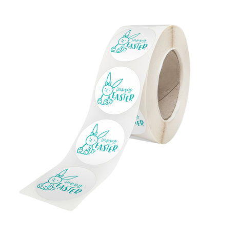 Rola stickere model Paște Turquoise Spring Field 10C – stickere rotunde pentru ambalaje de sarbatori