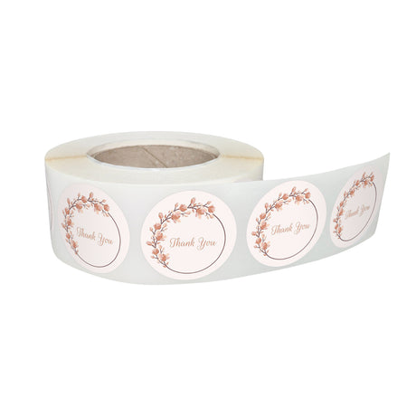 Rola stickere decorative model Thank You  Rose Circle – etichete rotunde pentru pachete și cadouri