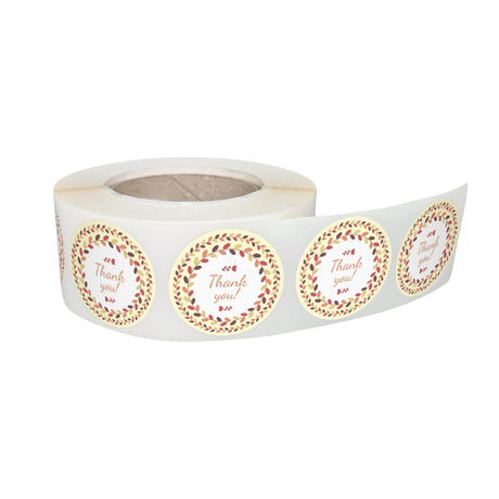 Rola stickere decorative model Thank You Autumn Leaves – etichete rotunde pentru pachete și cadouri