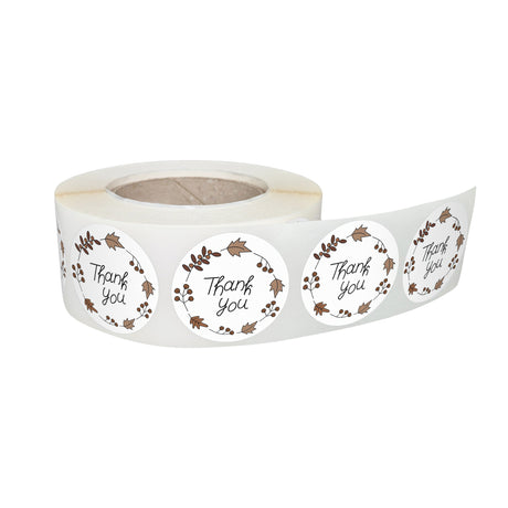 Rola stickere decorative model Thank You Autumn Wreath – etichete rotunde pentru pachete și cadouri