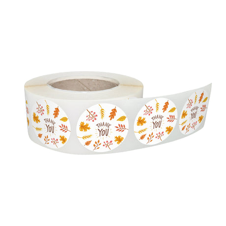 Rola stickere decorative model Thank You Fall Season – etichete rotunde pentru pachete și cadouri