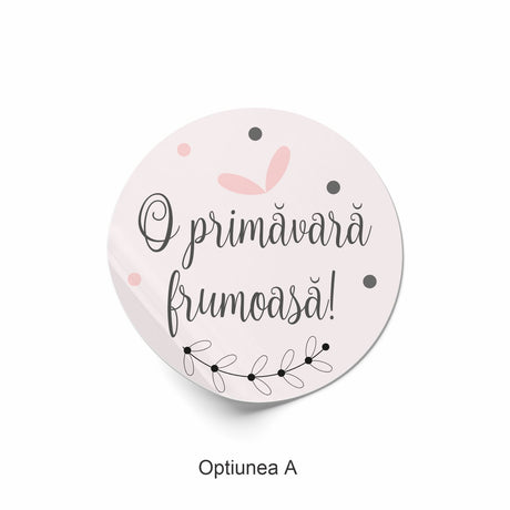 Rola stickere model Floral Mono Dots 3a – etichete rotunde pentru pachete, ambalaje, și cadouri