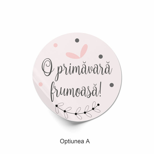 Rola stickere model Floral Mono Dots 3a – etichete rotunde pentru pachete, ambalaje, și cadouri