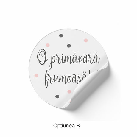 Rola stickere model Floral Mono Dots 3b – etichete rotunde pentru pachete, ambalaje, și cadouri