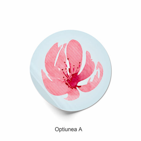 Rola stickere model Floral Peony Mist 14a – etichete rotunde pentru pachete, ambalaje, și cadouri