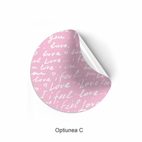 Rola stickere model Love Notes 2c – etichete rotunde pentru pachete, ambalaje, și cadouri