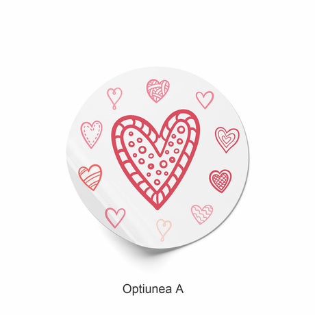 Rola stickere model Love Patchwork Hearts 4a – etichete rotunde pentru pachete, ambalaje, și cadouri