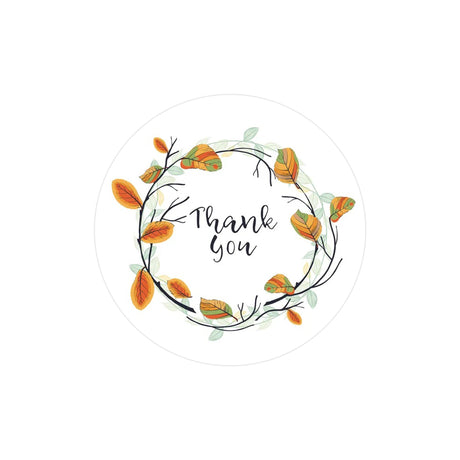 Rola stickere model Thank You Autumn Branch – etichete rotunde pentru pachete, ambalaje, și cadouri