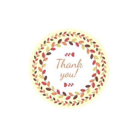 Rola stickere model Thank You Autumn Leaves – etichete rotunde pentru pachete, ambalaje, și cadouri