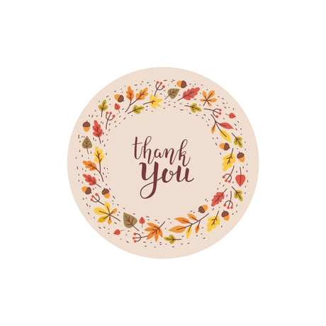 Rola stickere model Thank You Fall Leaves – etichete rotunde pentru pachete, ambalaje, și cadouri