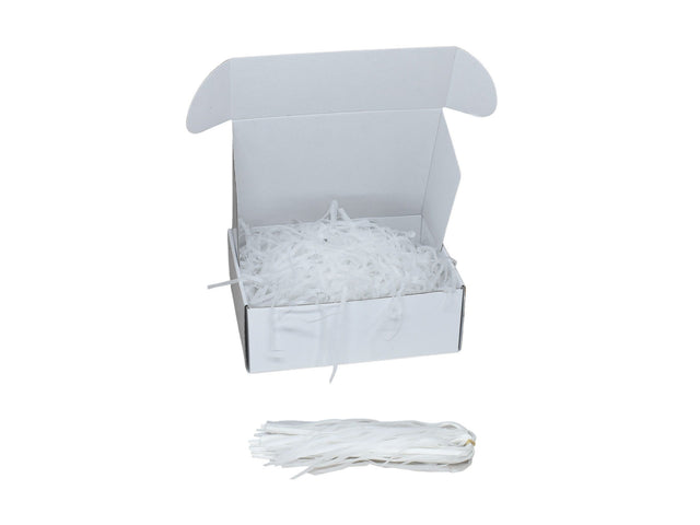 Umplutură din hârtie de mătase albă expusă într-o cutie cadou albă