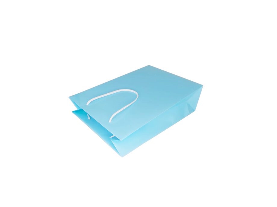 Pungă ARCTIC BLUE din hârtie premium cu mânere din șnur textil 24 x 36(H) x 10cm